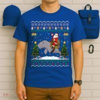 Manatee Ugly Xmas Gift Santa Riding Atee Christmas Cool Gift T-Shirt thumb 6