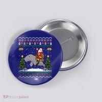 Manatee Ugly Xmas Gift Santa Riding Atee Christmas Cool Gift Button thumb 0