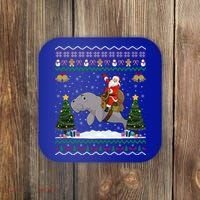 Manatee Ugly Xmas Gift Santa Riding Atee Christmas Cool Gift Coaster thumb 0