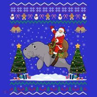 Manatee Ugly Xmas Gift Santa Riding Atee Christmas Cool Gift Coaster thumb 2
