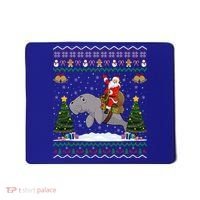 Manatee Ugly Xmas Gift Santa Riding Atee Christmas Cool Gift Mousepad thumb 0