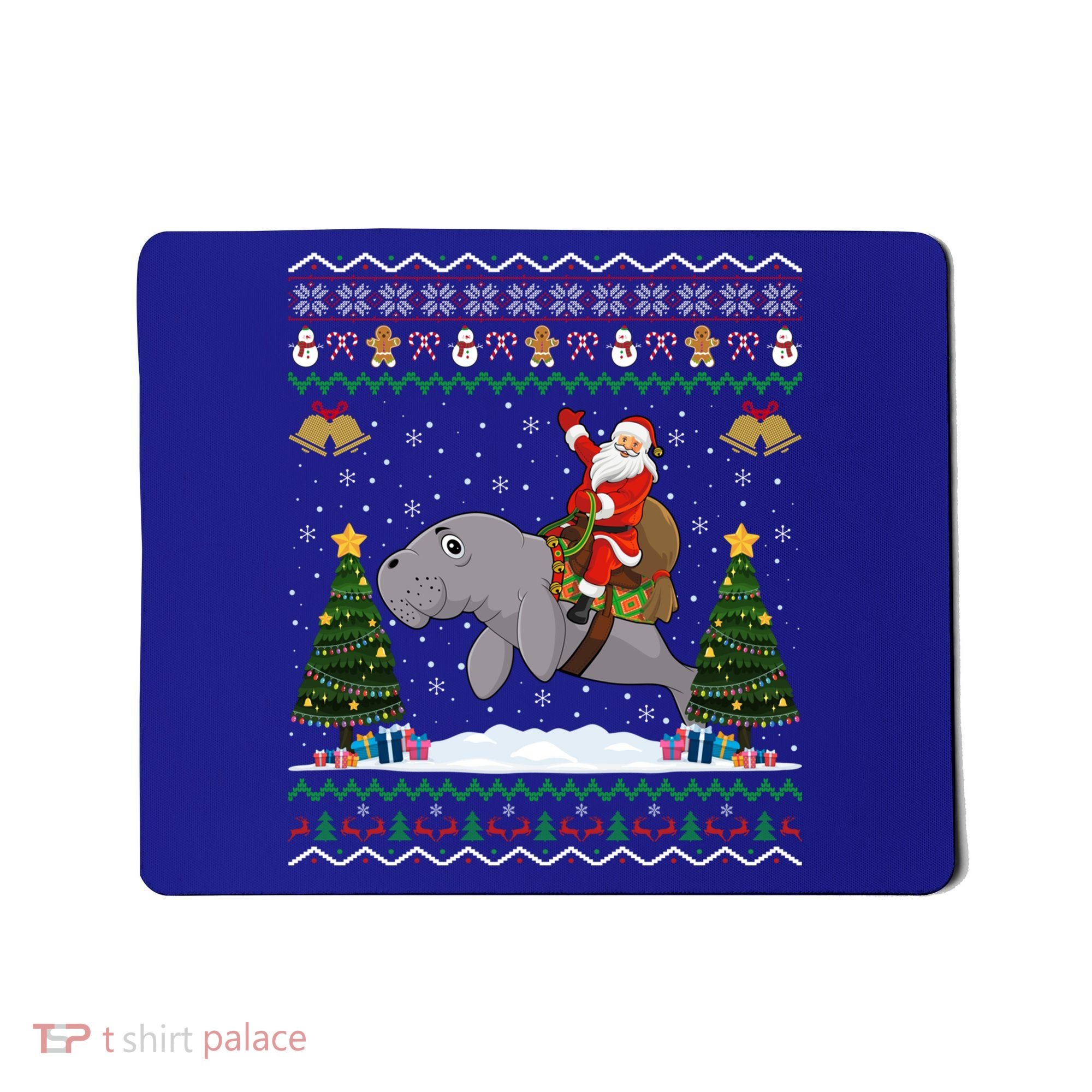 Manatee Ugly Xmas Gift Santa Riding Atee Christmas Cool Gift Mousepad