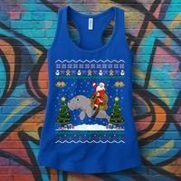 Manatee Ugly Xmas Gift Santa Riding Atee Christmas Cool Gift Women's Tank Top thumb 3