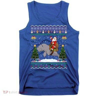 Manatee Ugly Xmas Gift Santa Riding Atee Christmas Cool Gift Tank Top