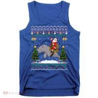 Manatee Ugly Xmas Gift Santa Riding Atee Christmas Cool Gift Tank Top thumb 0