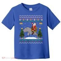Manatee Ugly Xmas Gift Santa Riding Atee Christmas Cool Gift Toddler T-Shirt thumb 0