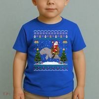 Manatee Ugly Xmas Gift Santa Riding Atee Christmas Cool Gift Toddler T-Shirt thumb 2