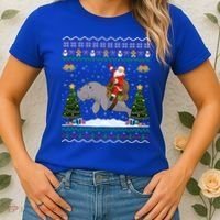 Manatee Ugly Xmas Gift Santa Riding Atee Christmas Cool Gift Women's T-Shirt thumb 2
