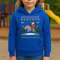 Manatee Ugly Xmas Gift Santa Riding Atee Christmas Cool Gift Kids Hoodie thumb 3