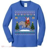 Manatee Ugly Xmas Gift Santa Riding Atee Christmas Cool Gift Kids Long Sleeve Shirt thumb 0