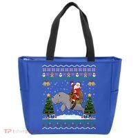 Manatee Ugly Xmas Gift Santa Riding Atee Christmas Cool Gift Tote Bag thumb 0