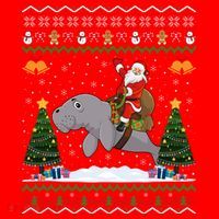 Manatee Ugly Xmas Gift Santa Riding Atee Christmas Cool Gift Santa Hat thumb 1