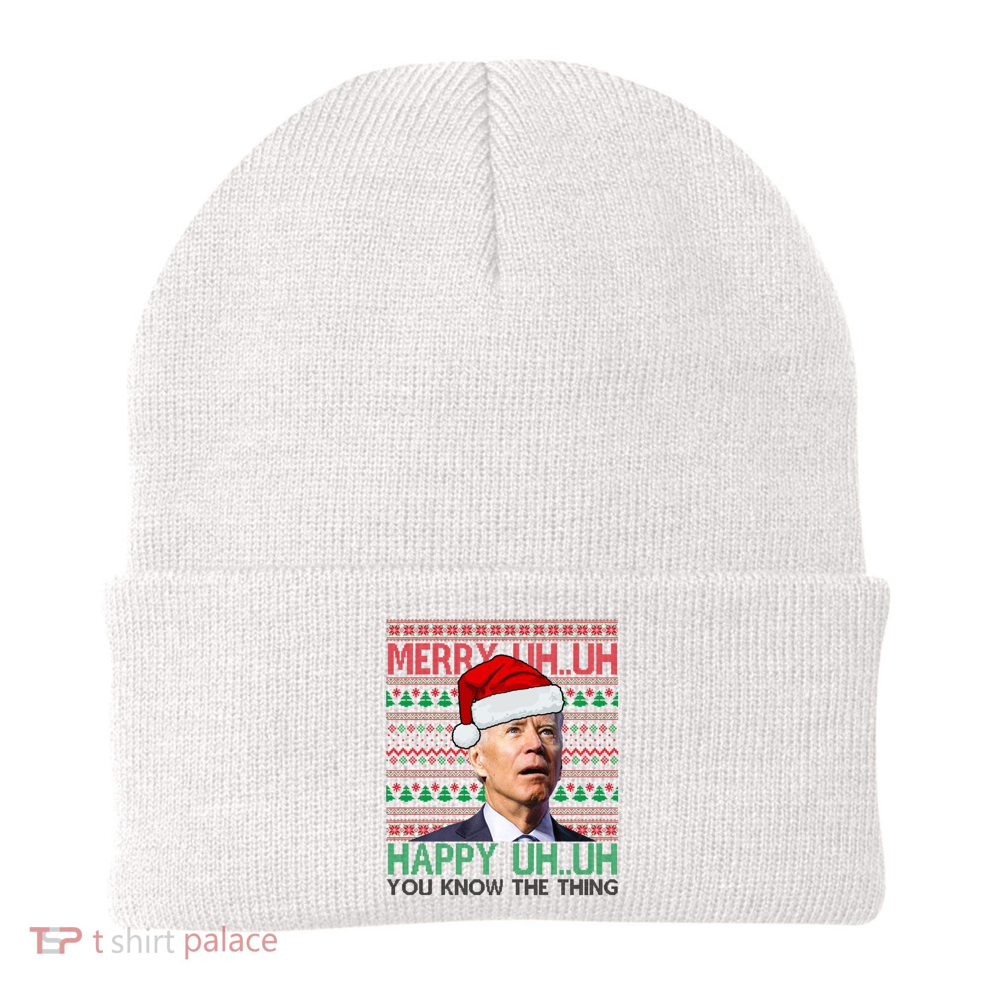 Merry Uh You Know The Thing Confused Joe Biden Funny Ugly Christmas Beanie