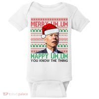 Merry Uh You Know The Thing Confused Joe Biden Funny Ugly Christmas Baby Bodysuit thumb 0