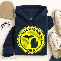Michigan USA Yellow Logo Hoodie thumb 4