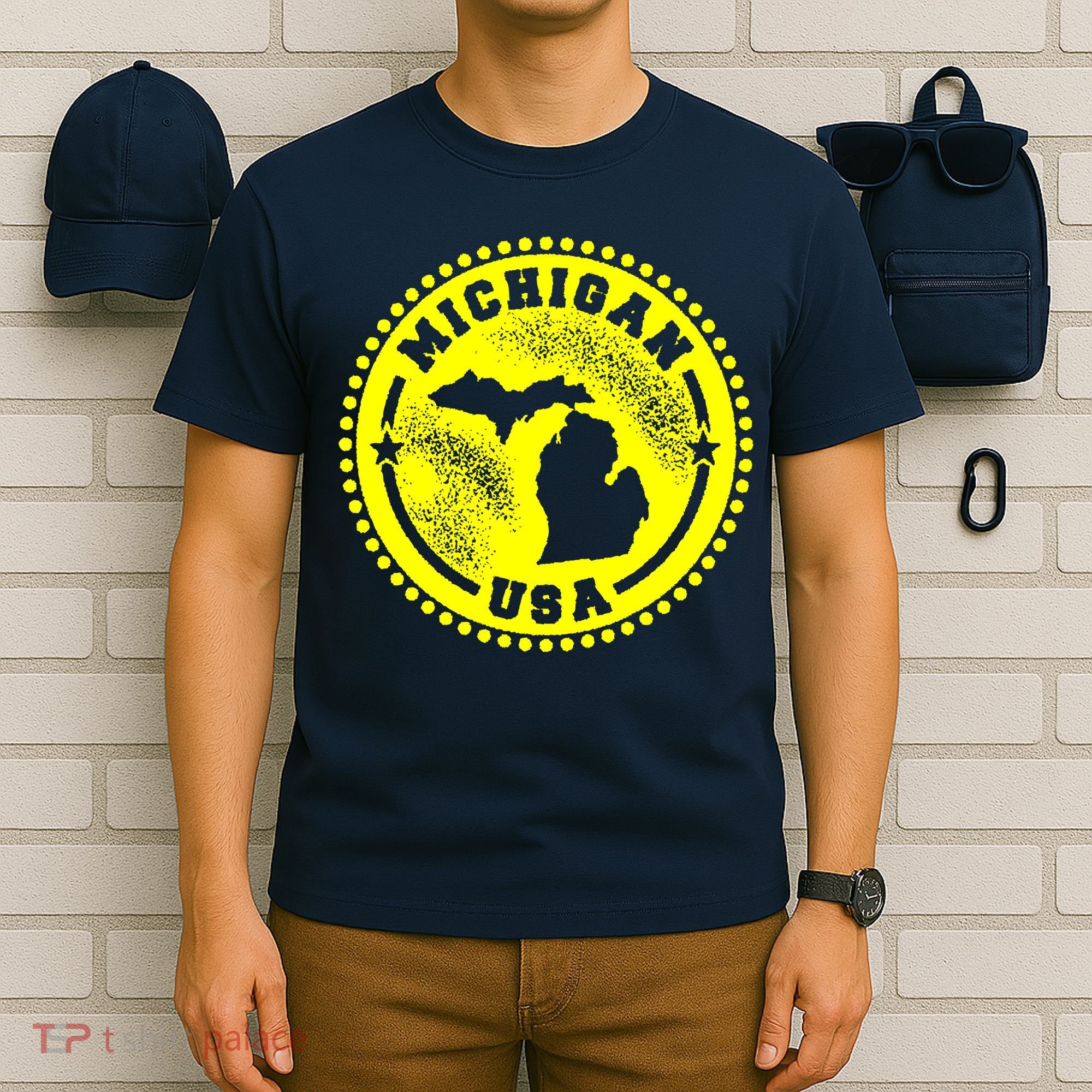 Michigan USA Yellow Logo T-Shirt