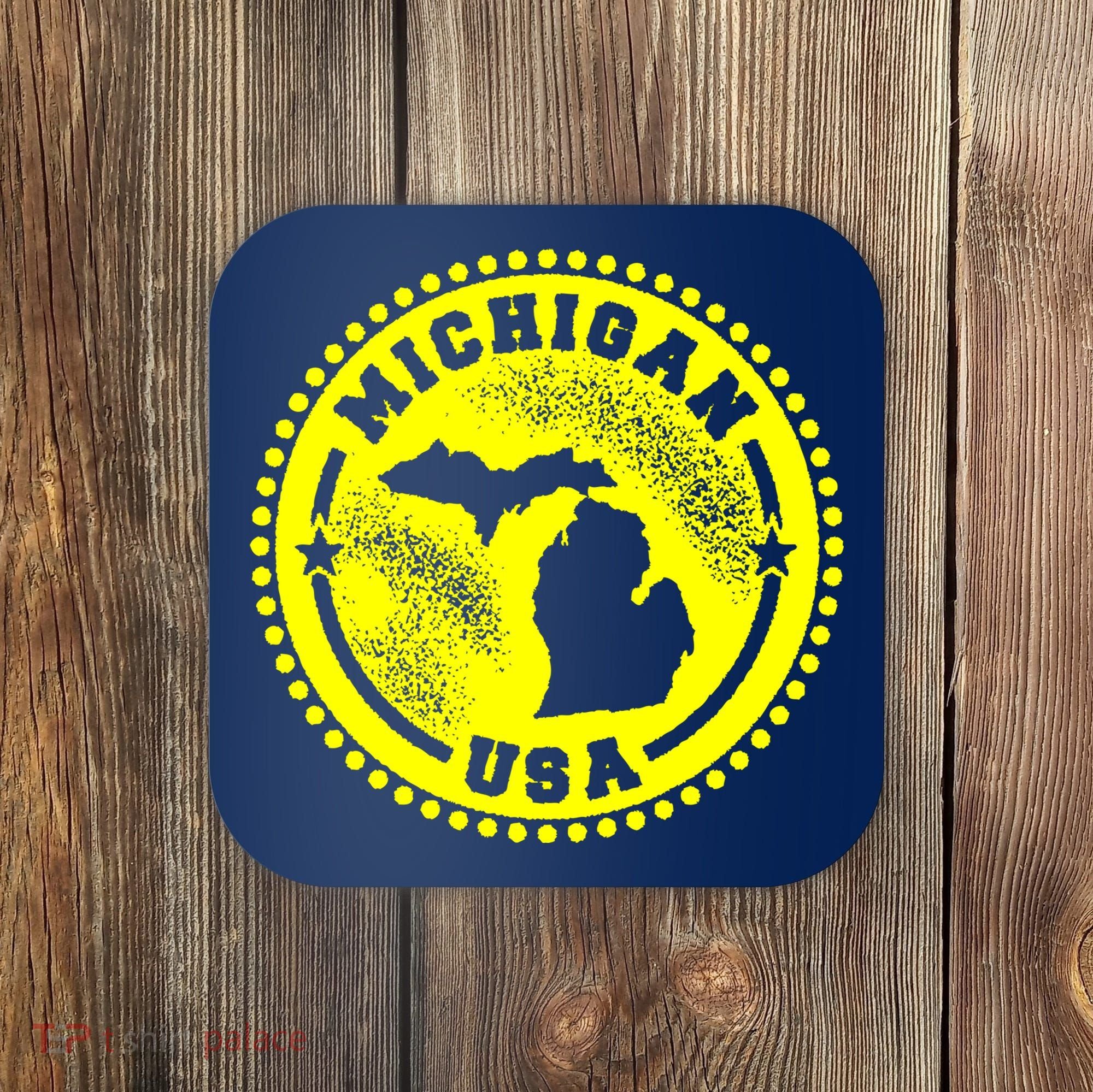 Michigan USA Yellow Logo Coaster