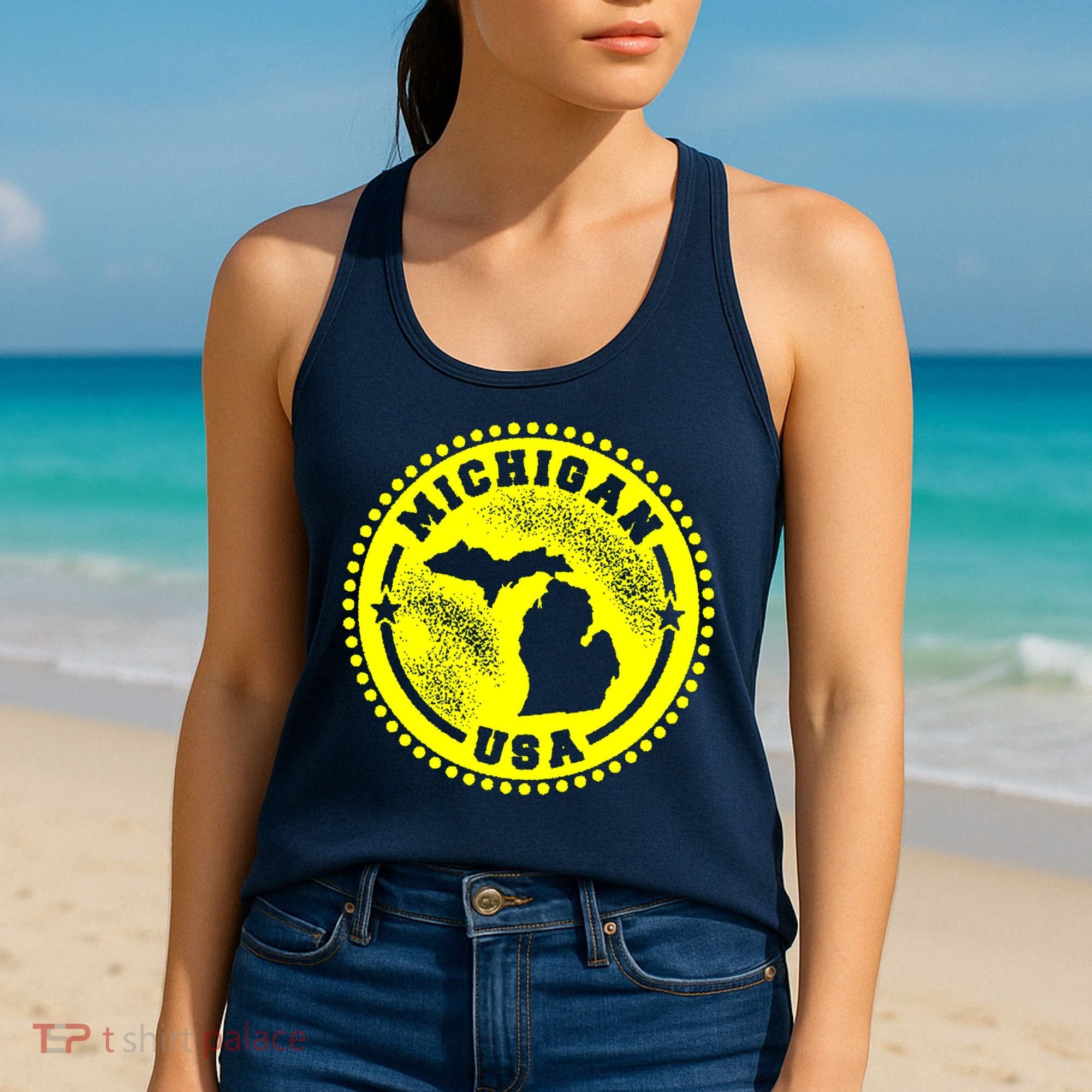 Michigan USA Yellow Logo Women's Tank Top