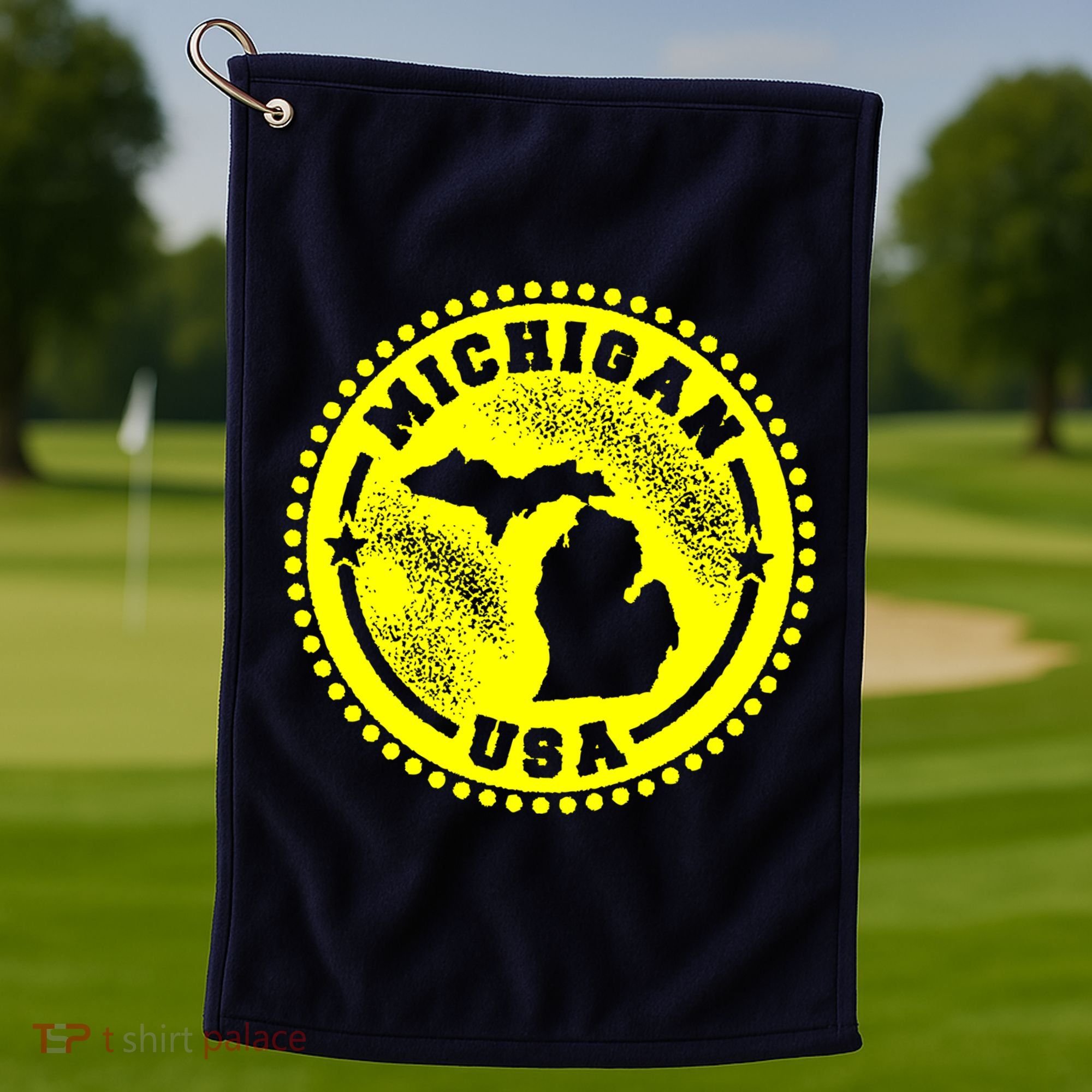 Michigan USA Yellow Logo Golf Towel