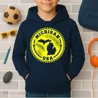 Michigan USA Yellow Logo Kids Hoodie thumb 2