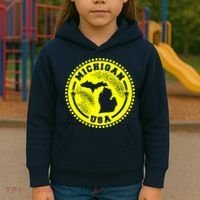 Michigan USA Yellow Logo Kids Hoodie thumb 3