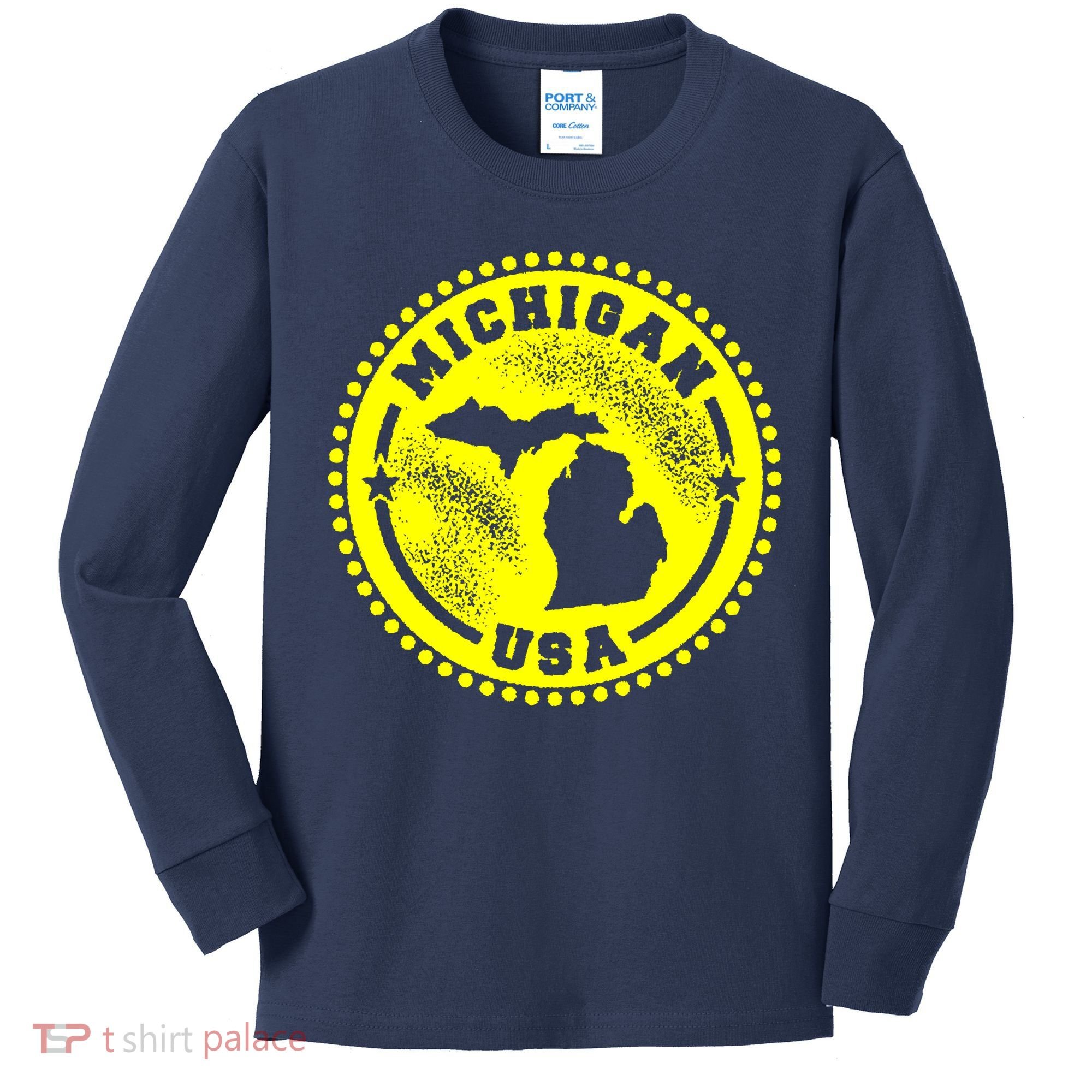 Michigan USA Yellow Logo Kids Long Sleeve Shirt