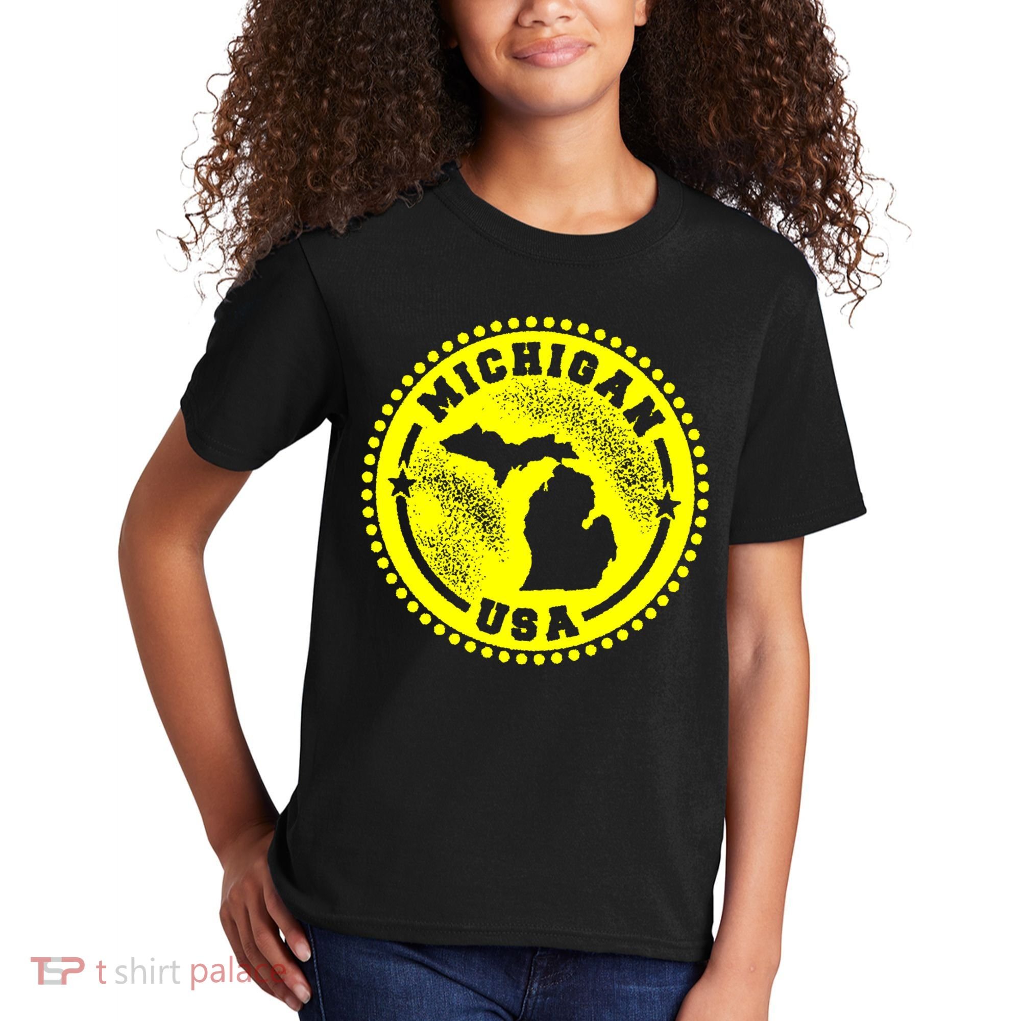 Michigan USA Yellow Logo Kids T-Shirt