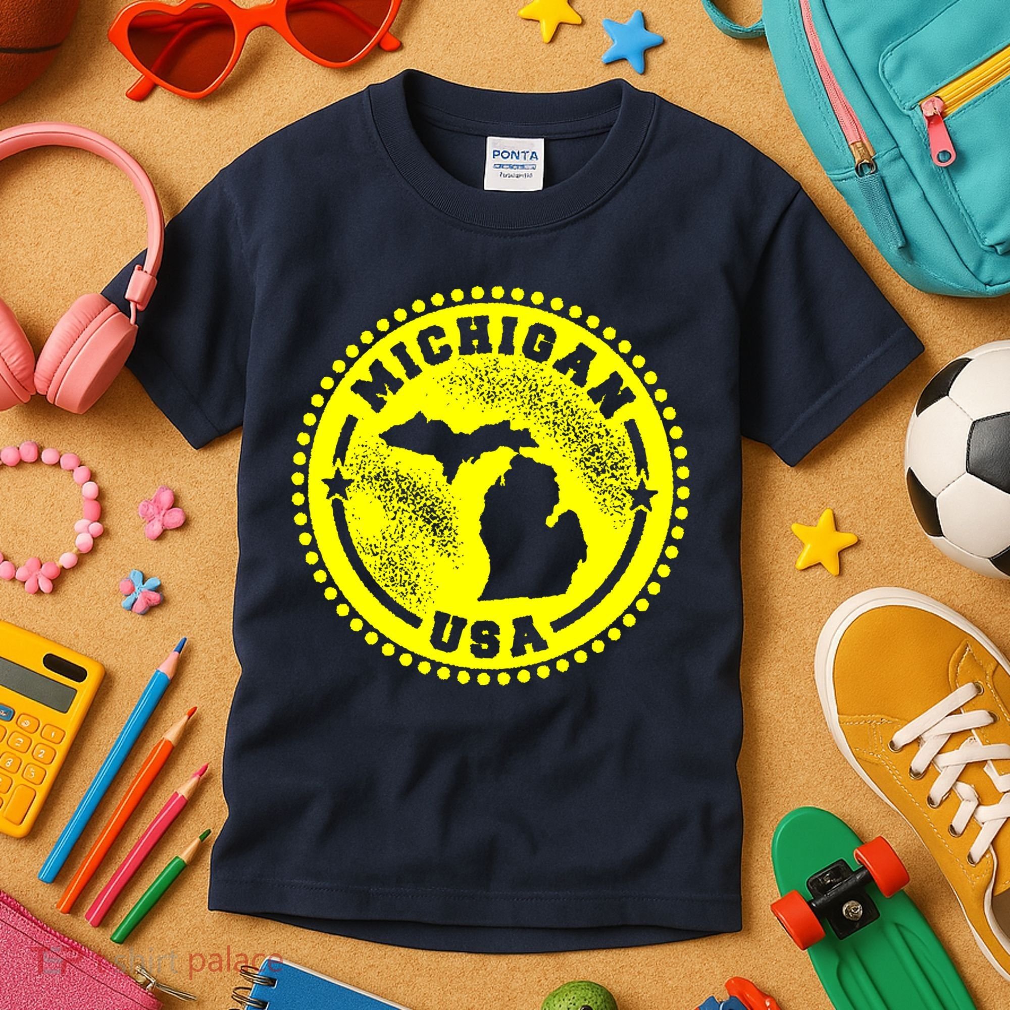 Michigan USA Yellow Logo Kids T-Shirt