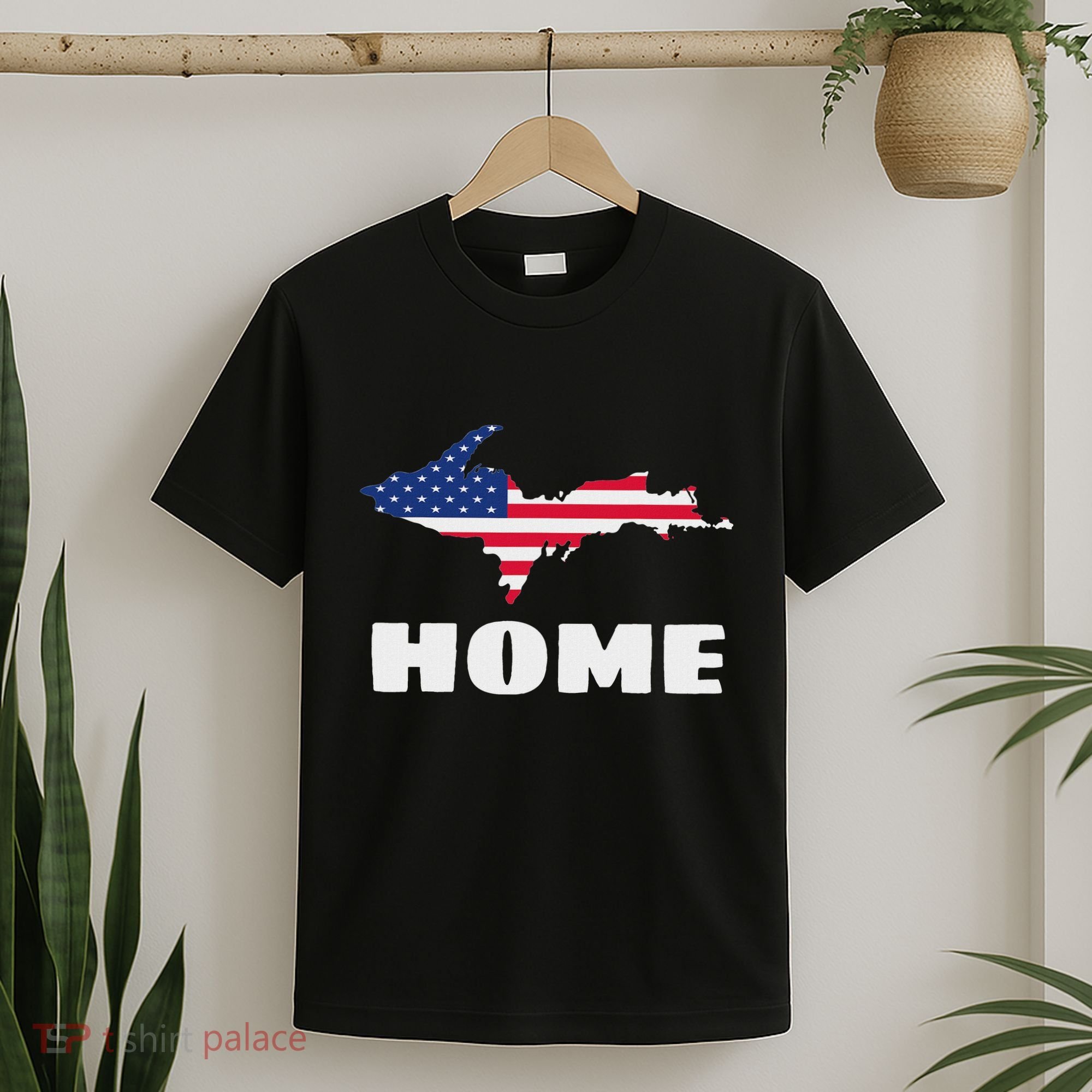 Michigan Up Yooper Upper Peninsula Home Usa Flag Patriotic T-Shirt