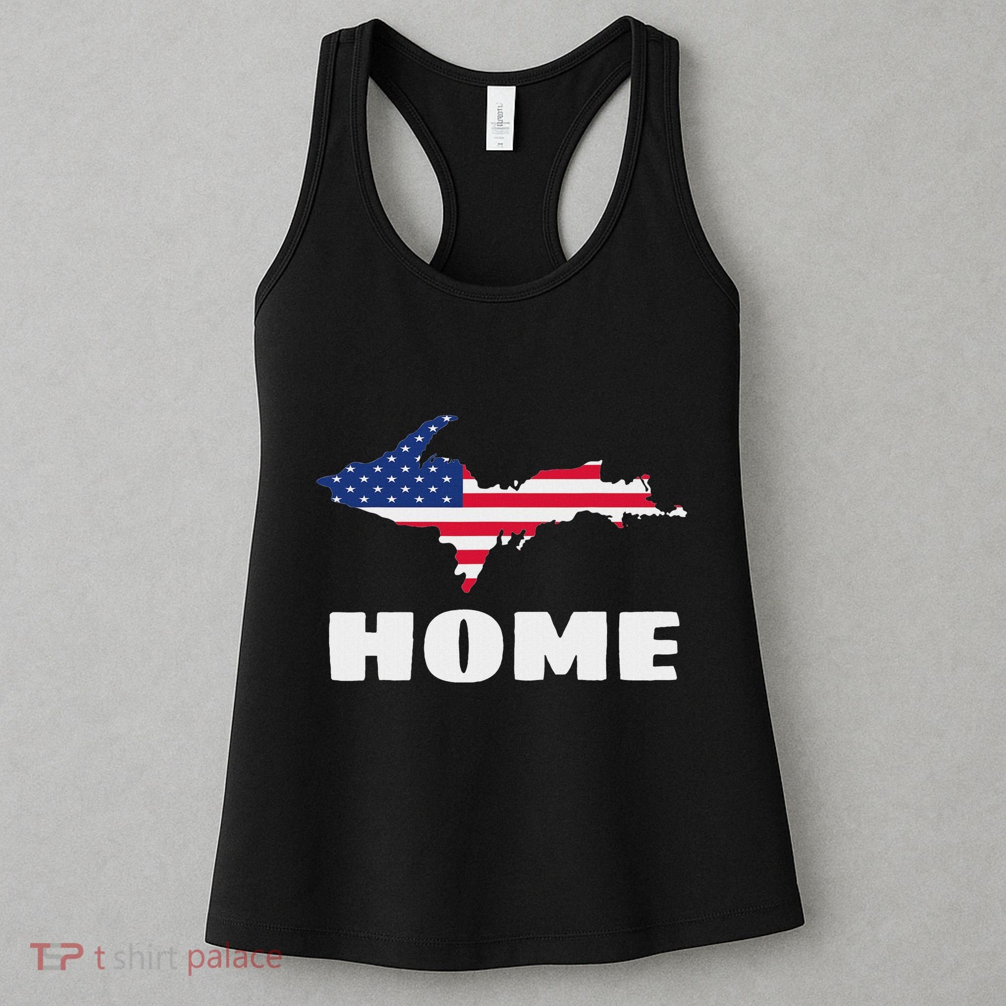 Michigan Up Yooper Upper Peninsula Home Usa Flag Patriotic Women's Tank Top