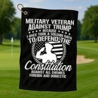 Military Veterans Against Trump 2020 Usa Election Golf Towel thumb 1