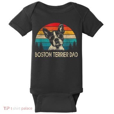 Men Vintage Boston Terrier Dad Dog Dad Fathers Day Baby Bodysuit