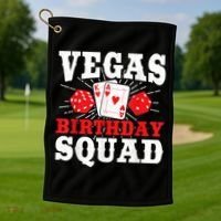 Matching Vegas Birthday Squad Las Vegas Birthday Party Golf Towel thumb 1