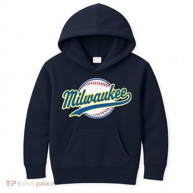 Milwaukee Vintage Baseball Throwback Retro Design Kids Hoodie