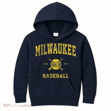 Milwaukee Vintage Baseball Throwback Retro Design Kids Hoodie