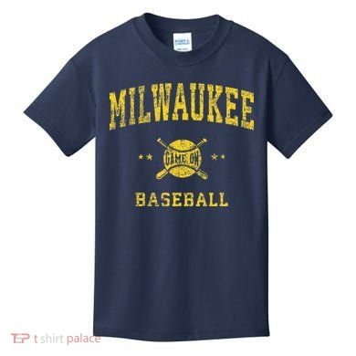 Milwaukee Vintage Baseball Throwback Retro Design Kids T-Shirt