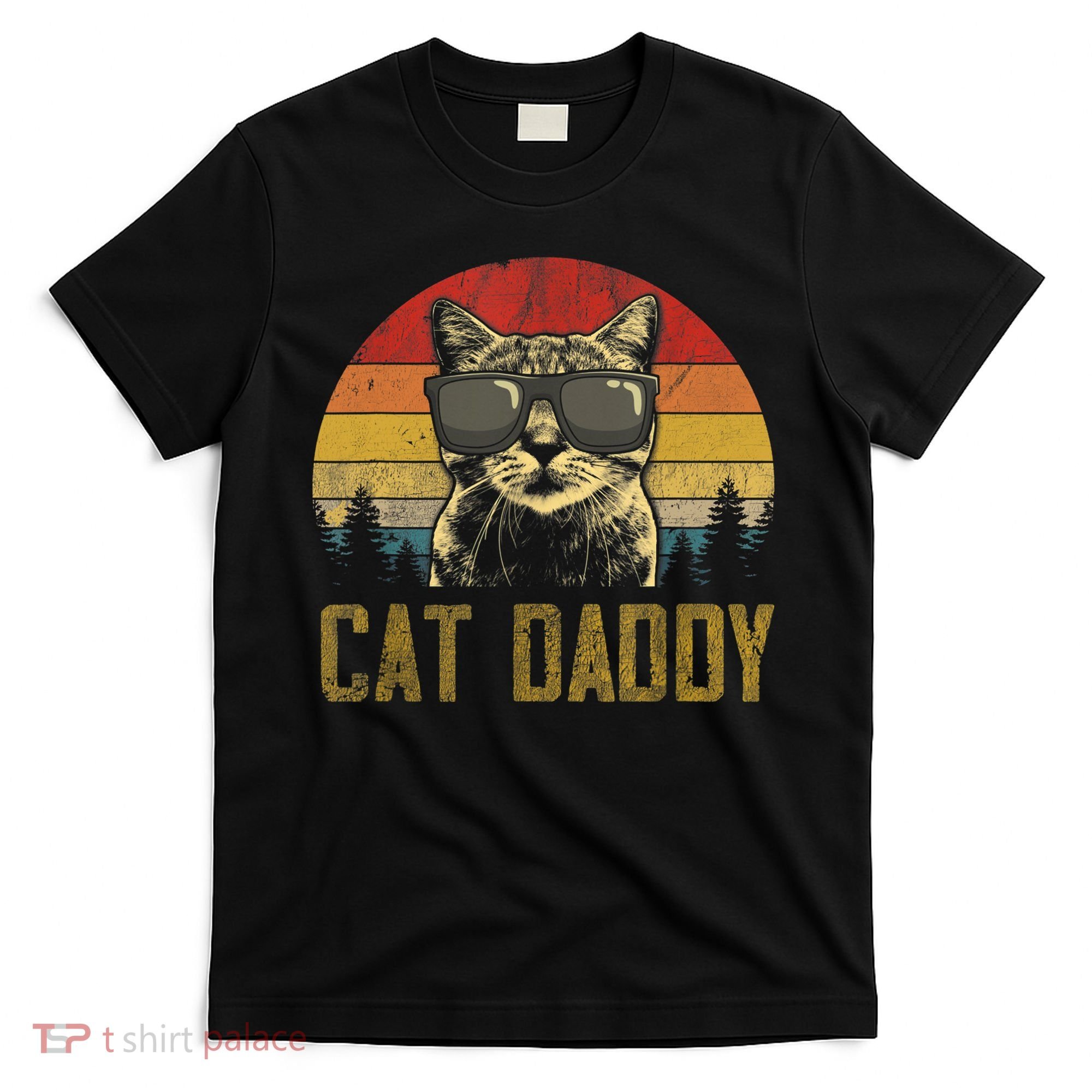 Mens Vintage Cat Daddy Father's Day Shirt Funny Cat Lover TShirt T-Shirt