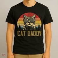 Mens Vintage Cat Daddy Father's Day Shirt Funny Cat Lover TShirt T-Shirt thumb 3