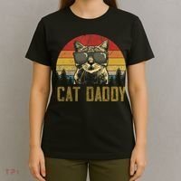 Mens Vintage Cat Daddy Father's Day Shirt Funny Cat Lover TShirt T-Shirt thumb 4