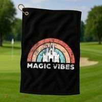 Magic Vibes Cute Matching Vacation Tops Golf Towel thumb 1