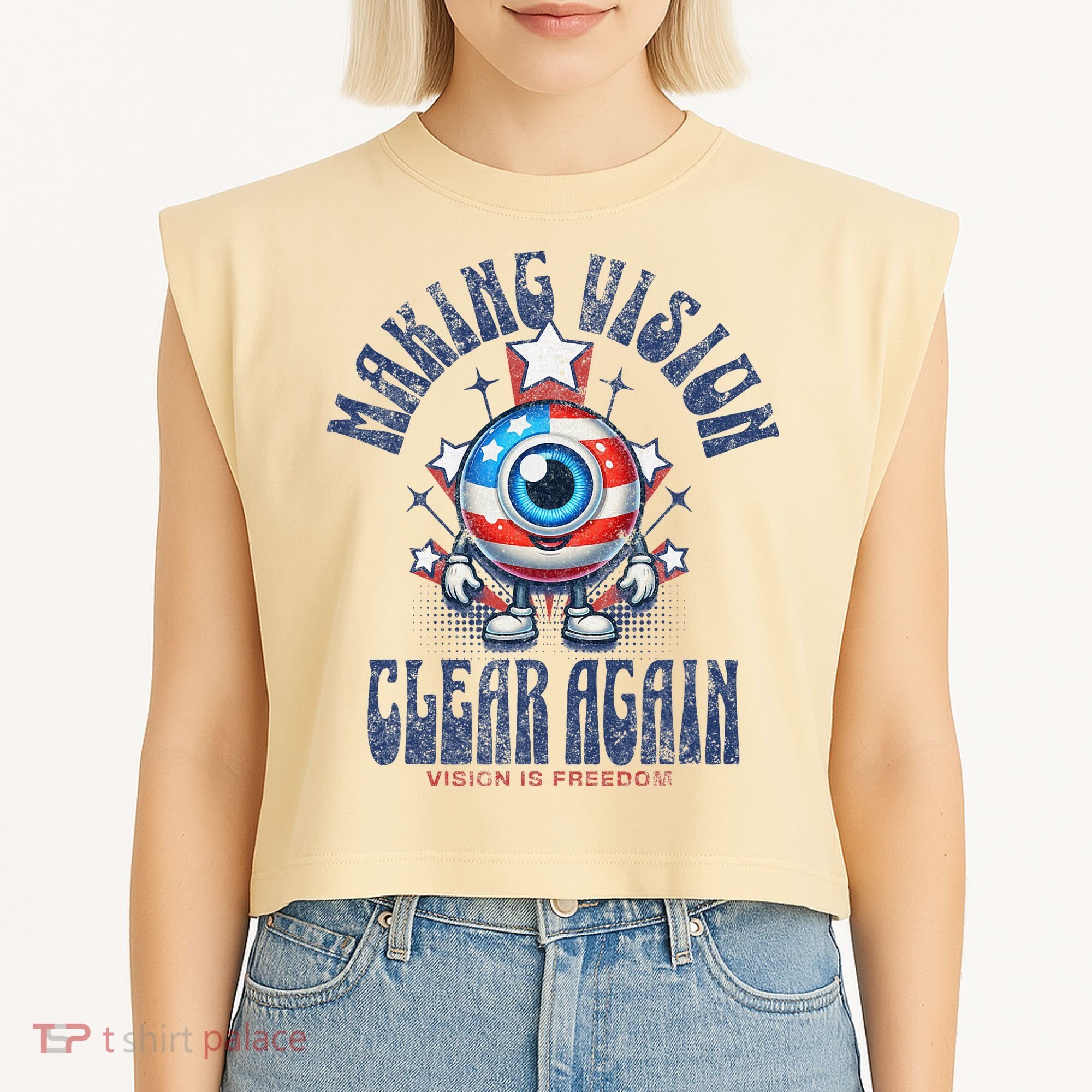 Making Vision Clear Again Funny Eye Garment-Dyed Women's Muscle Tee