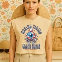 Making Vision Clear Again Funny Eye Garment-Dyed Women's Muscle Tee thumb 4