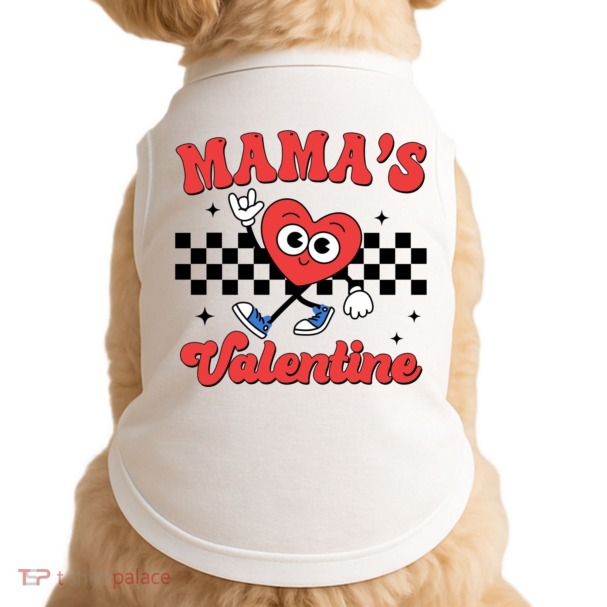 Mamas Valentine Cute Heart Retro Gift Doggie Tank