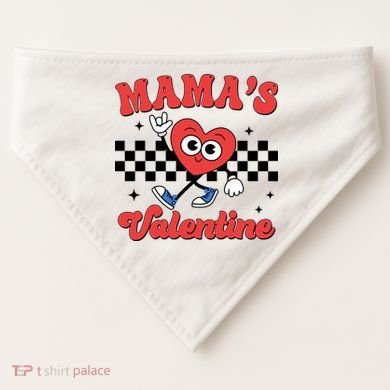 Mamas Valentine Cute Heart Retro Gift USA-Made Doggie Bandana