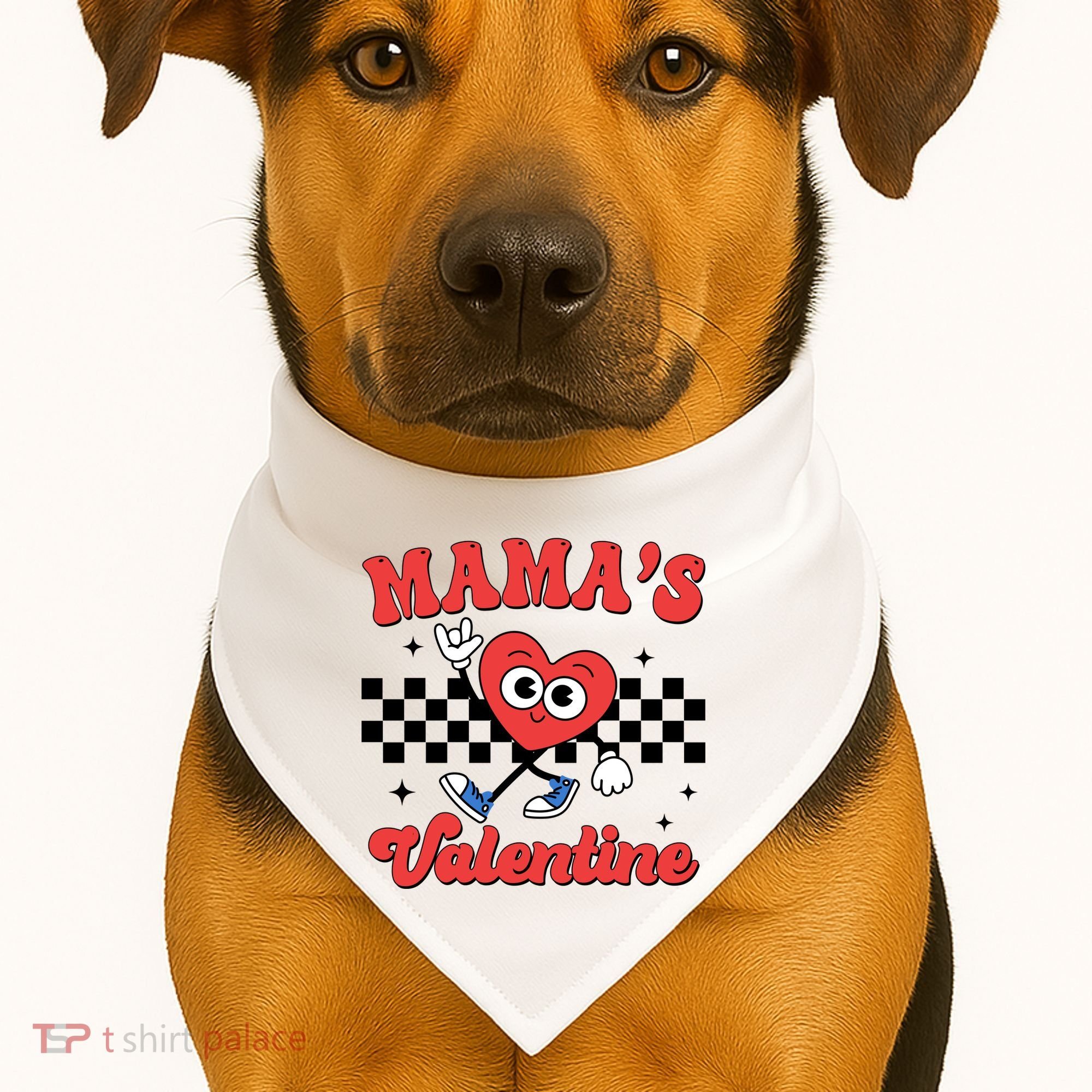 Mamas Valentine Cute Heart Retro Gift USA-Made Doggie Bandana