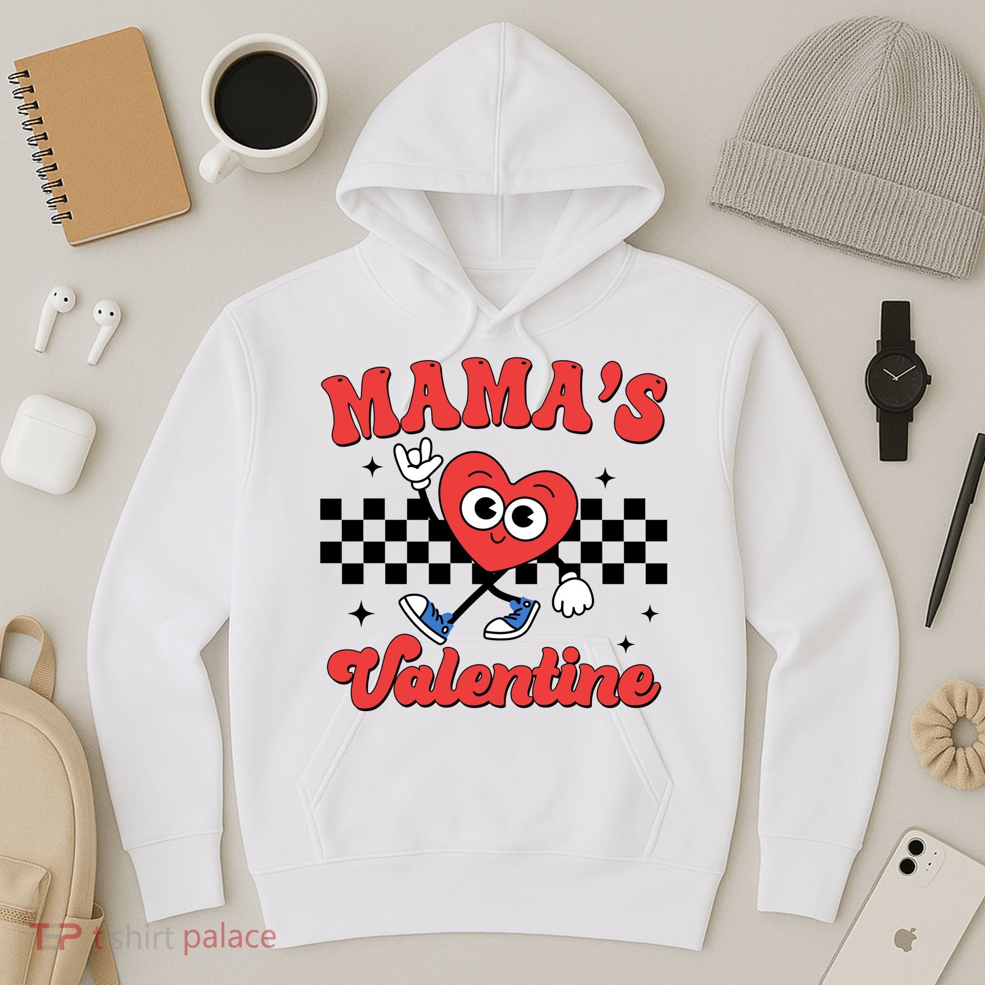 Mamas Valentine Cute Heart Retro Gift Hoodie