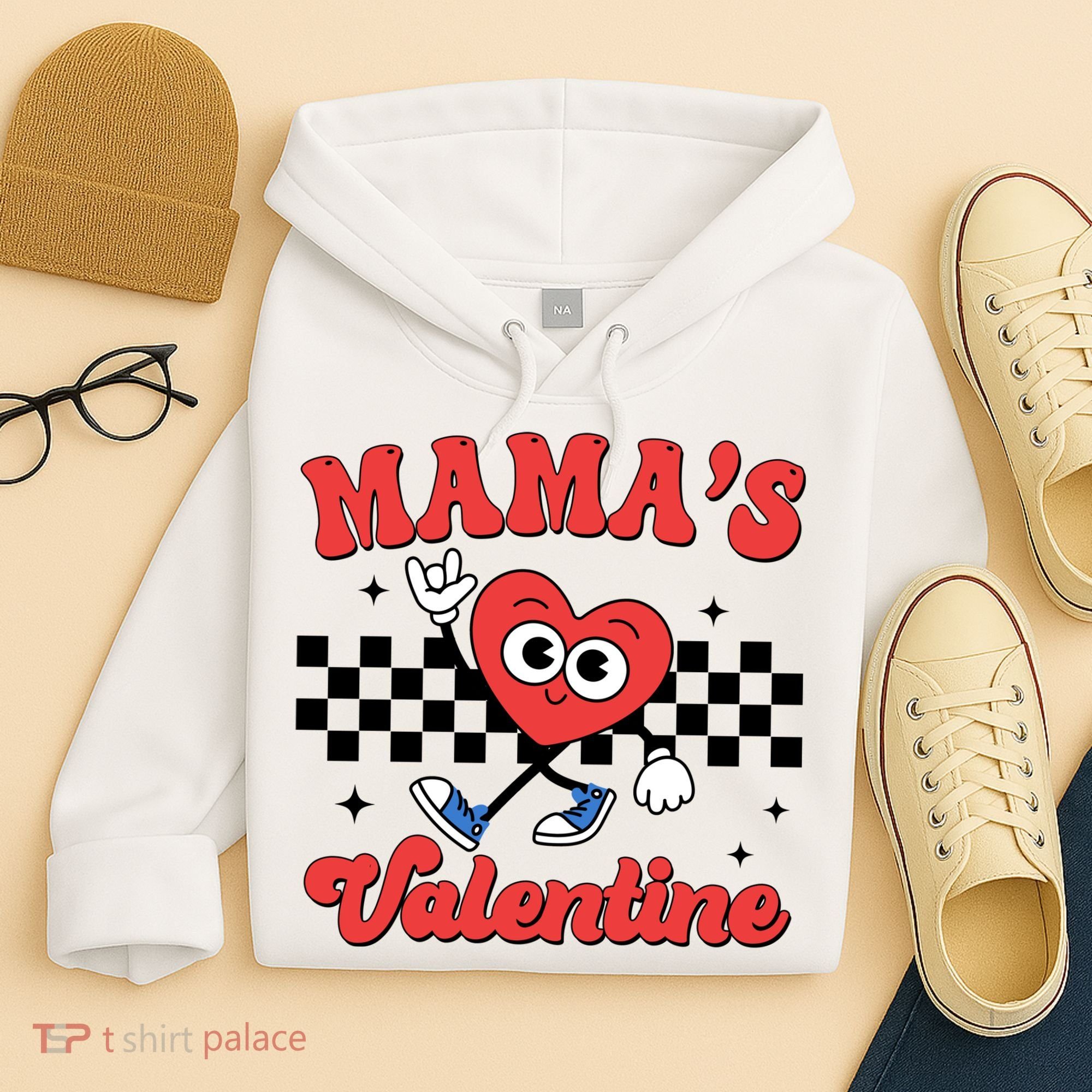 Mamas Valentine Cute Heart Retro Gift Hoodie