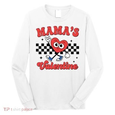 Mamas Valentine Cute Heart Retro Gift Long Sleeve Shirt