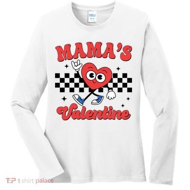 Mamas Valentine Cute Heart Retro Gift Women's Long Sleeve Shirt