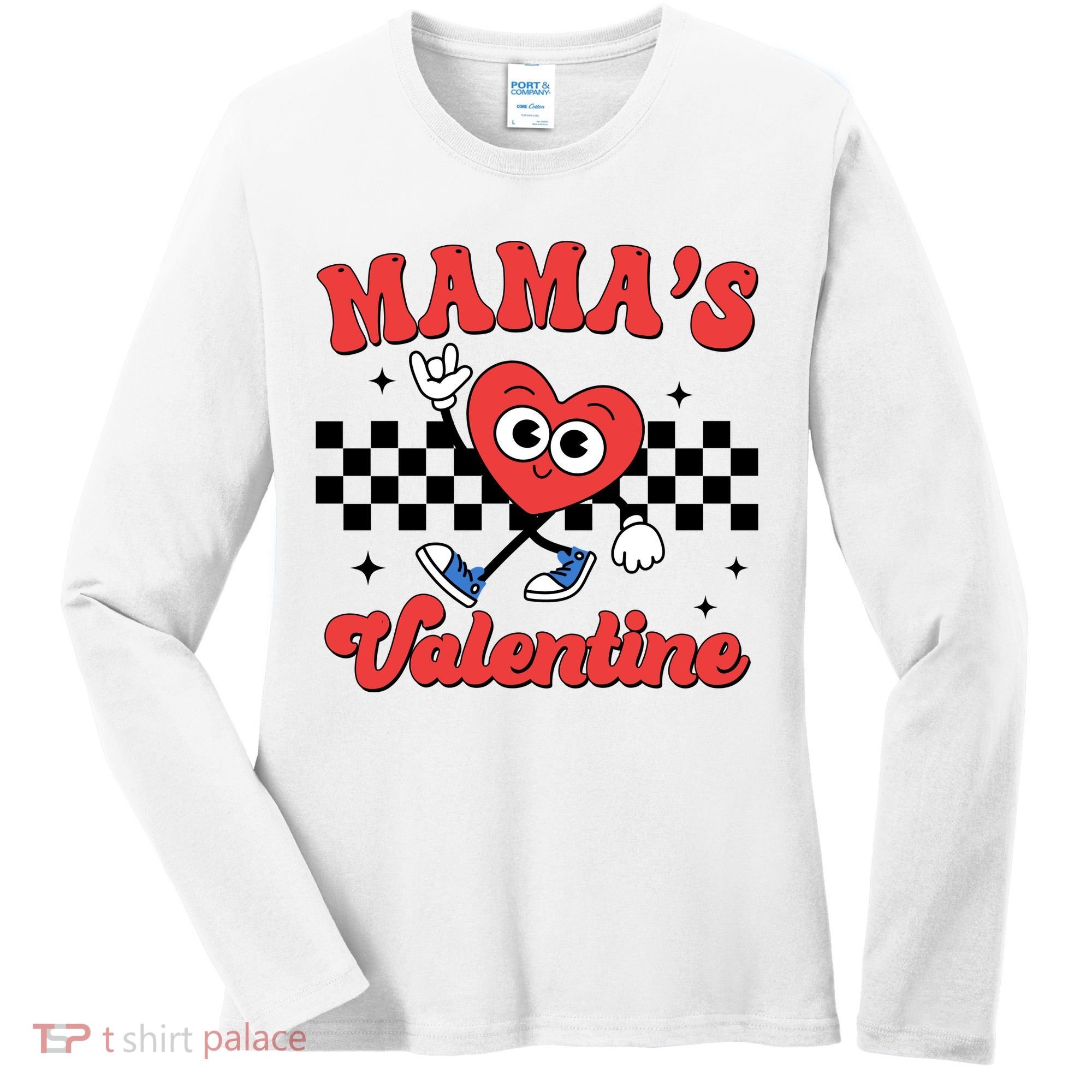Mamas Valentine Cute Heart Retro Gift Women's Long Sleeve Shirt